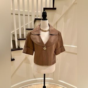 Last Chance! Cropped Blazer Linen-Feel Jacket